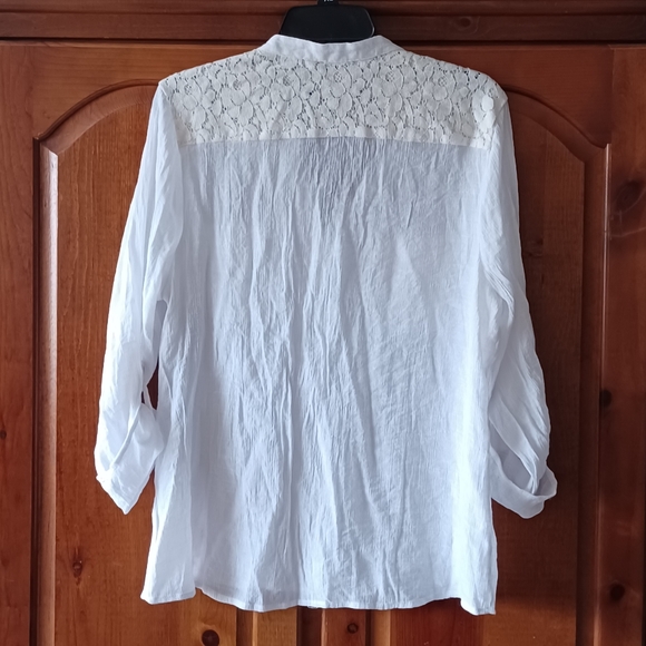 Women's Elementz Button-down Blouse - White (XL) - Picture 2 of 7